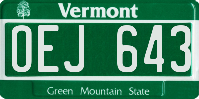 VT license plate OEJ643