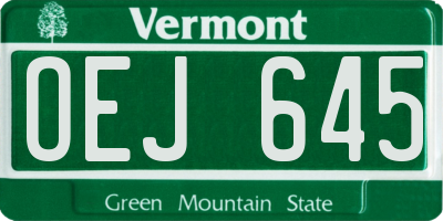 VT license plate OEJ645