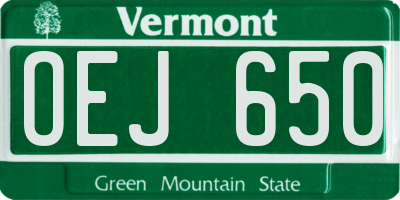 VT license plate OEJ650