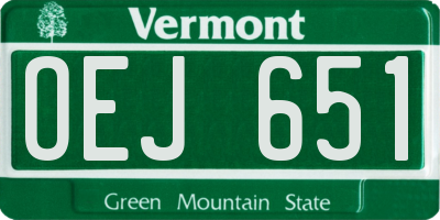 VT license plate OEJ651