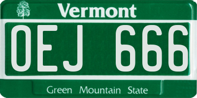 VT license plate OEJ666