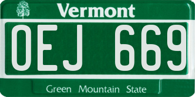 VT license plate OEJ669