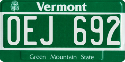 VT license plate OEJ692