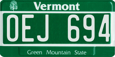 VT license plate OEJ694