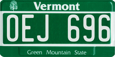 VT license plate OEJ696