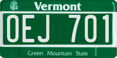 VT license plate OEJ701