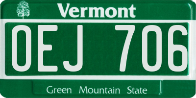 VT license plate OEJ706