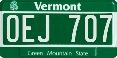 VT license plate OEJ707
