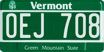 VT license plate OEJ708