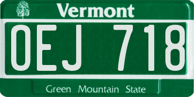 VT license plate OEJ718