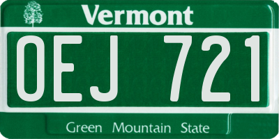 VT license plate OEJ721