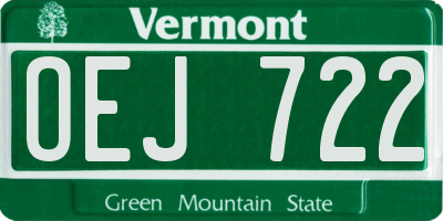 VT license plate OEJ722