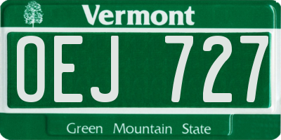 VT license plate OEJ727
