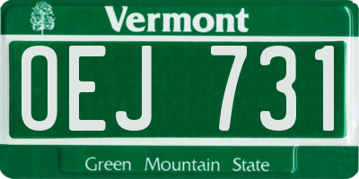 VT license plate OEJ731