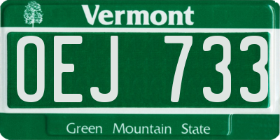VT license plate OEJ733