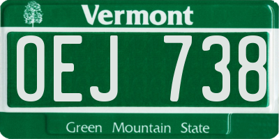 VT license plate OEJ738
