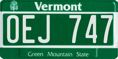 VT license plate OEJ747