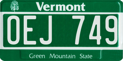 VT license plate OEJ749