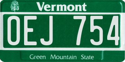 VT license plate OEJ754