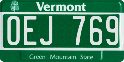 VT license plate OEJ769