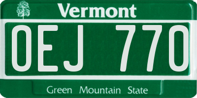 VT license plate OEJ770