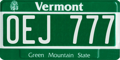 VT license plate OEJ777