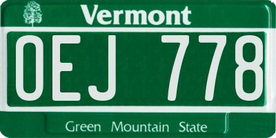 VT license plate OEJ778
