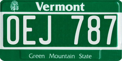 VT license plate OEJ787