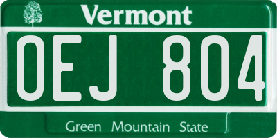 VT license plate OEJ804