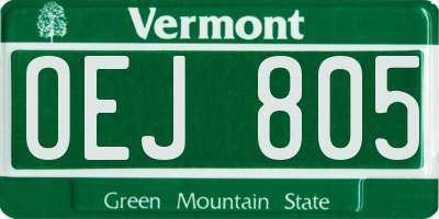 VT license plate OEJ805