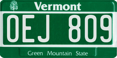 VT license plate OEJ809