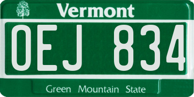 VT license plate OEJ834