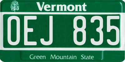 VT license plate OEJ835