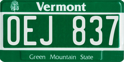VT license plate OEJ837