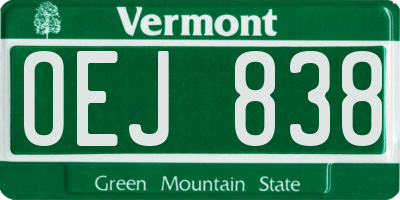VT license plate OEJ838