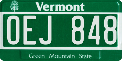 VT license plate OEJ848