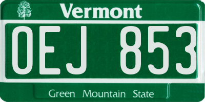 VT license plate OEJ853