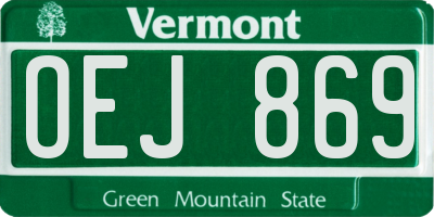 VT license plate OEJ869
