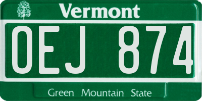 VT license plate OEJ874