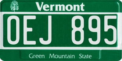 VT license plate OEJ895