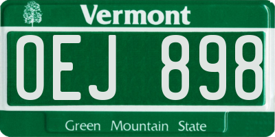 VT license plate OEJ898