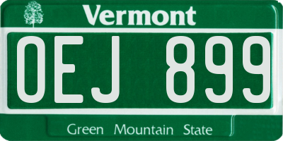 VT license plate OEJ899