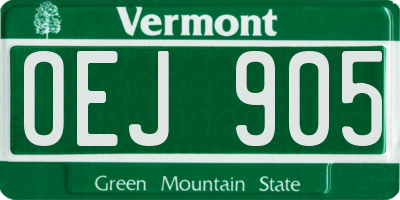VT license plate OEJ905