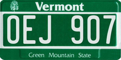 VT license plate OEJ907