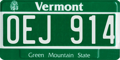 VT license plate OEJ914