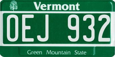 VT license plate OEJ932