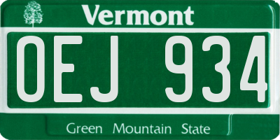 VT license plate OEJ934