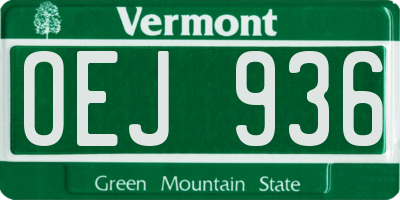 VT license plate OEJ936