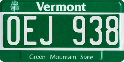 VT license plate OEJ938