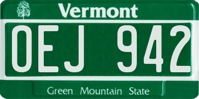 VT license plate OEJ942